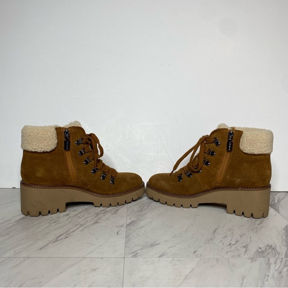 Blondo Devin Waterproof Lace Up Suede Camel Bootie 7M - Picture 5 of 15